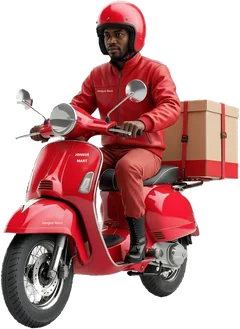 Livreur Jongué Mart à scooter