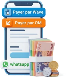Paiement par Wave, Orange Money ou en espèces, commande sur WhatsApp